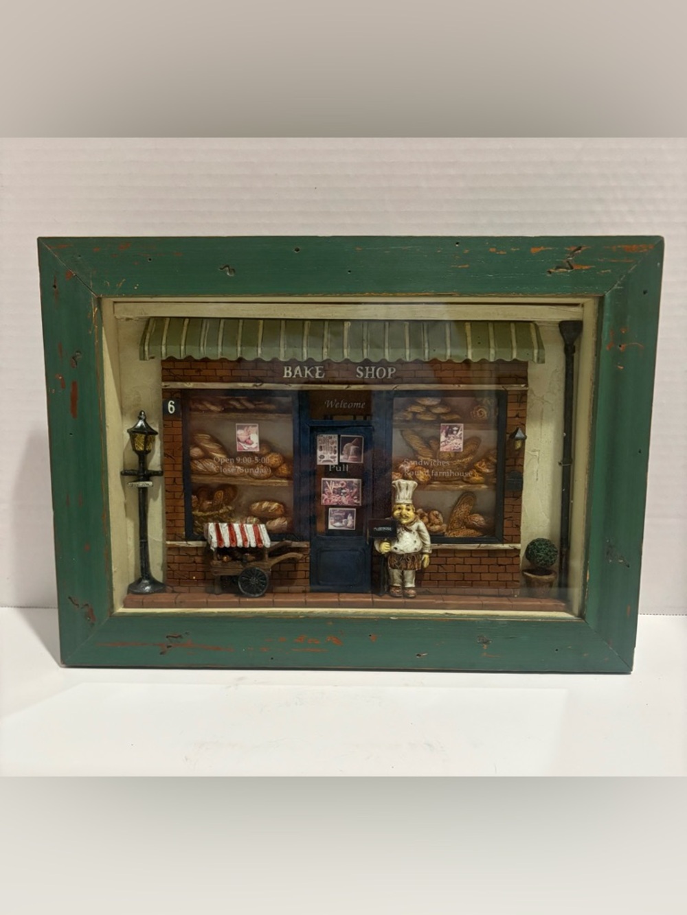Decorative Green Framed Bakery Wall Art - 3D Shadow Box- Home Kitchen Accent
